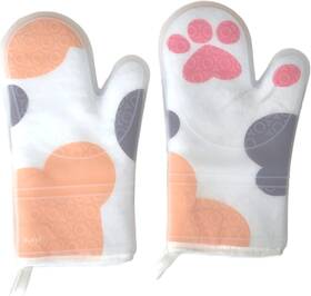 Busypet 313017664630 Silicone Oven Mitts Heat Resistant One Pair Cute Pot Holders For Ki