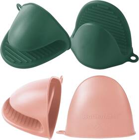 Buttermelt 744760011516 4pcs Oven Mitts Silicone Pot Holders Heat Resistant Mini Gloves For Kitch
