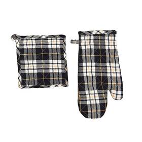 C&f Home 008246825609 Parker Black And Yellow Pot Holder Oven Mitt Set 7 X 12 8x 8