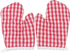 Cabilock 445042538570 Oven Mitts For Kids Kitchen Red Grid Gloves