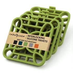 Capabunga 850079778115 4pack Trivets For Hot Dishes Green Interlocking Pads Kitch