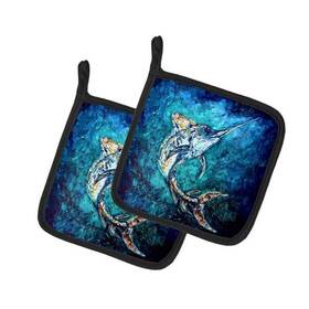 Carolines Treasures 198453224255 Marlin Pair Of Pot Holders 7.5 In X