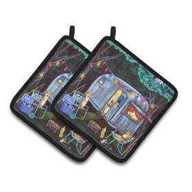 7435pthd Carolines Treasures Inch Corgi Glamping Fish Tales Trailer Pair Of Pot Holders 7