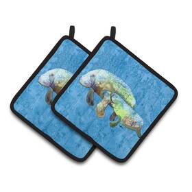 7.5hx7.5w Carolines Treasures 8660pthd Inch Manatee Pair Of Pot Holders Multic