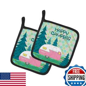 Vha3004pthd Carolines Treasures B01lwteiji Happy Campers Glamping Trailer Pot Holders Pair