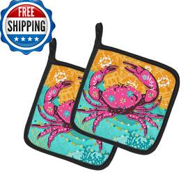 B07hr16v3f Carolines Treasures Coastal Pink Crab Pot Holders Heat Resistant Oven Hotholder