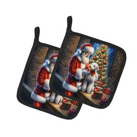 Dac4065pthd Carolines Treasures Bedlington Terrier Moments With Santa Pot Holders