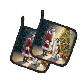 Dac4077pthd Carolines Treasures Borzoi Moments With Santa Pot Holders