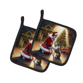 Dac4084pthd Carolines Treasures Bull Terrier Moments With Santa Pot Holders