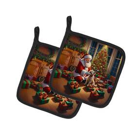 Dac4087pthd Carolines Treasures Cairn Terrier Moments With Santa Pot Holders