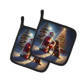 Dac4092pthd Carolines Treasures Chesapeake Bay Retriever Moments With Santa Pot Holders