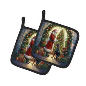 Dac4104pthd Carolines Treasures Doberman Black/tan Moments With Santa Pot Holders
