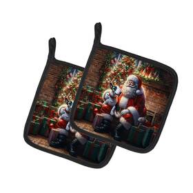 Dac4106pthd Carolines Treasures English Bull Terrier Moments With Santa Pot Holders
