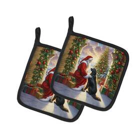 Dac4111pthd Carolines Treasures Flat Coated Retriever Moments With Santa Pot Holders