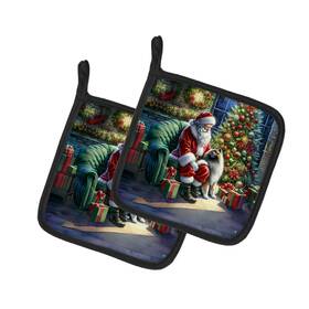 Dac4130pthd Carolines Treasures Keeshond Moments With Santa Pot Holders