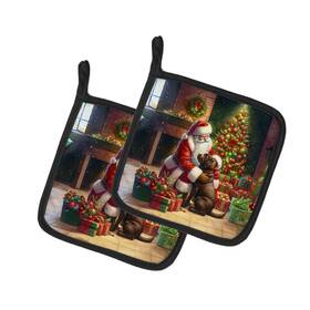Dac4133pthd Carolines Treasures Labrador Retriever Chocolate Moments With Santa Pot Holders