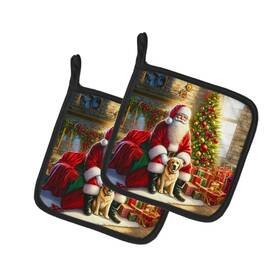Dac4134pthd Carolines Treasures Labrador Retriever Yellow Moments With Santa Pot Holders