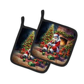 Dac4135pthd Carolines Treasures Lakeland Terrier Moments With Santa Pot Holders