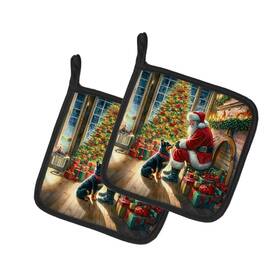 Dac4136pthd Carolines Treasures Lancashire Heeler Moments With Santa Pot Holders