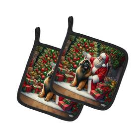 Dac4137pthd Carolines Treasures Leonberger Moments With Santa Pot Holders