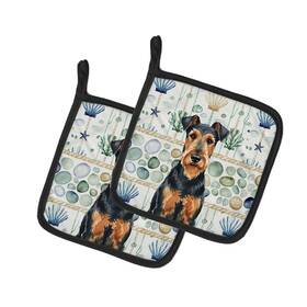 Wdk6867pthd Carolines Treasures Airedale Terrier Coastal Sea Glass Pot Holders