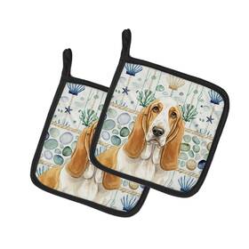 Wdk6896pthd Carolines Treasures Basset Hound Coastal Sea Glass Pot Holders