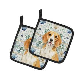Wdk6899pthd Carolines Treasures Beagle Coastal Sea Glass Pot Holders