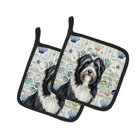 Wdk6901pthd Carolines Treasures Bearded Collie Coastal Sea Glass Pot Holders