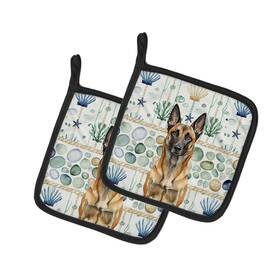 Wdk6910pthd Carolines Treasures Belgian Malinois Coastal Sea Glass Pot Holders