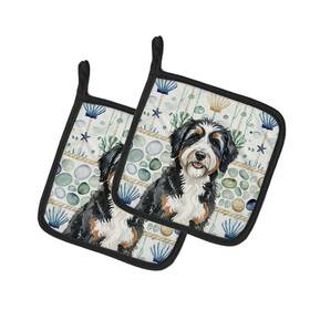Wdk6912pthd Carolines Treasures Bernedoodle Coastal Sea Glass Pot Holders