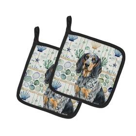Wdk6919pthd Carolines Treasures Bluetick Coonhound Coastal Sea Glass Pot Holders