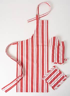 Red-1apr Casa De Lan 1om 1ph 1 Oven Mitt Potholder And Kitchen Apron Set - Durable Heat Resistant Glove