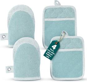 Casa Platino 840399777677 Silicone Oven Mitts And Pot Holders 4-piece Mitt For Baking