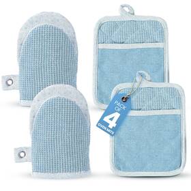 B0dg48ddqg Casa Platino Bbq Grilling Oven Gloves And Potholders Set 4-pc Heat Resistant 500