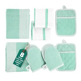 B0dg48vq2x Casa Platino 8-piece Potholders Oven Mitts Set With Towels And Dish Cloths - Sage He