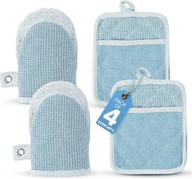 Cpovnmit4pc-crnflwr Casa Platino Bbq Gloves And Potholders Set 4pc Kitchen 4 Piece Cornflower