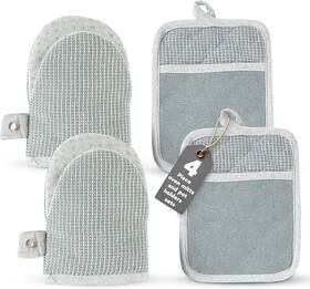 Cpovnmit4pc-gry Casa Platino Heat Resistant Oven Mitts And Potholders 4 Piece Set Gray