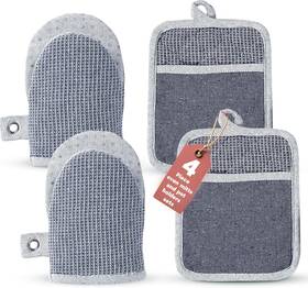 Cpovnmit4pc-ind Casa Platino Silicone Oven Mitts And Potholders 4-piece 4 Piece Set Indigo