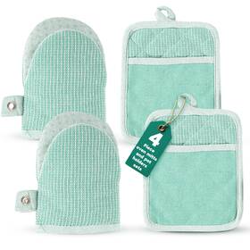 Cpovnmit4pc-sge Casa Platino Heat Resistant Oven Mitt Set - 4 Pack Mitts Sage