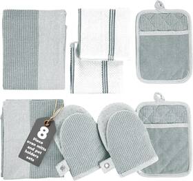 Cpovnmit8pc-gry Casa Platino 8-piece Mini Oven Mitt Set - 8 Pack Mitts Grey