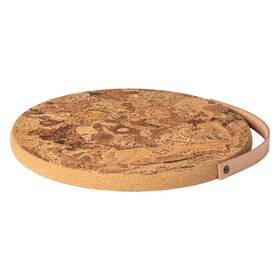 Casafina 840289096826 12 Inch Cork Trivet With Leather Handle - Collection Natural Heat Safe Ta