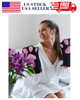 Cat 313029715719 Design Heat Resistant Oven Mitts Quilted Cotton Lining Non-slip Grip
