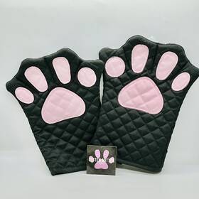 Cat Lady 810098357210 Kitten Mitten 2 Pc Paw Shaped Kitchen Oven Mitts Potholders Pink Black