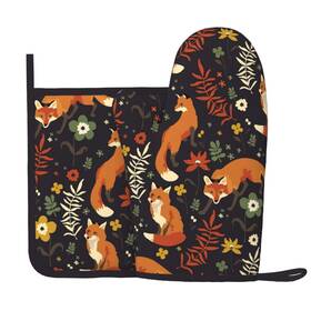 250924001 Cayiibe Fox Silicone Oven Mitts Pan Mats Set Of 2 Heat Resistant One Size