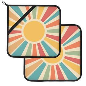 Ccocnd 774602236869 Boho Potholders For Kitchen Retro 70s Sun Pot Holders With Pockets Square Hot