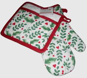 Celebrate-it 813278021383 Christmas Ovenmitt And Pot Holder Set 2 Pc. Holly By