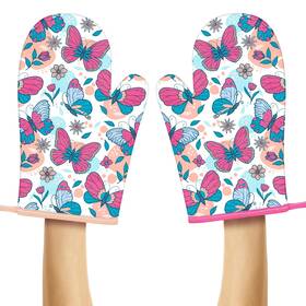 Tm-000602-01 Cenvialuxy Cute Oven Mitts Heat Resistant Silicone Surface Gloves With Quilted Line