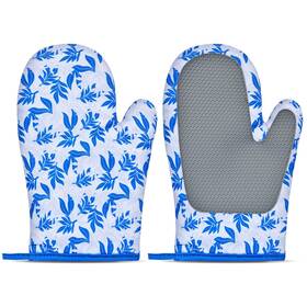 Tm-000604-01 Cenvialuxy Cute Oven Mitts Heat Resistant Silicone Surface Gloves With Quilted Blue