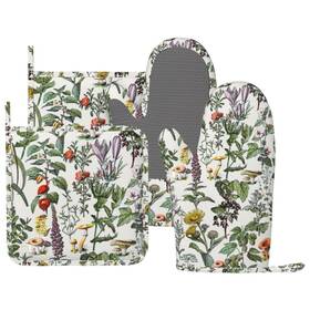 Mitts0826-5 Ceviolinre Vintage Botanical Oven Mitts And Pot Holders Set Silicone Heat Res