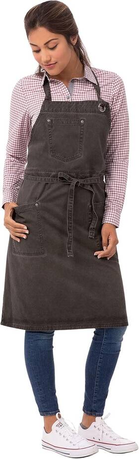 Abaq054 Chef Works Unisex Dorset Bib Apron One Size Pewter